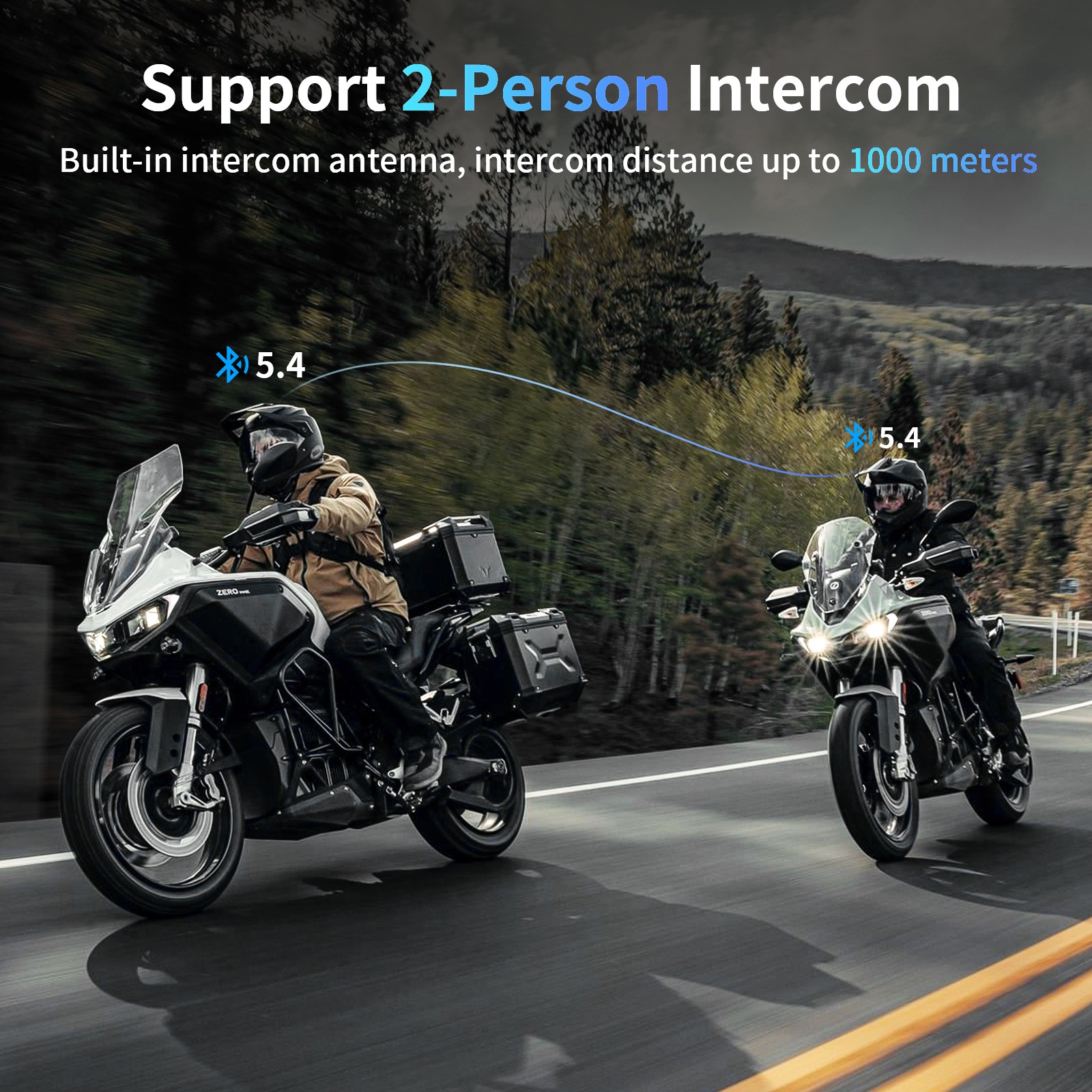 FX-S Motorcycle Intercom Helmet Bluetooth Headset 2-way 1000m Communication