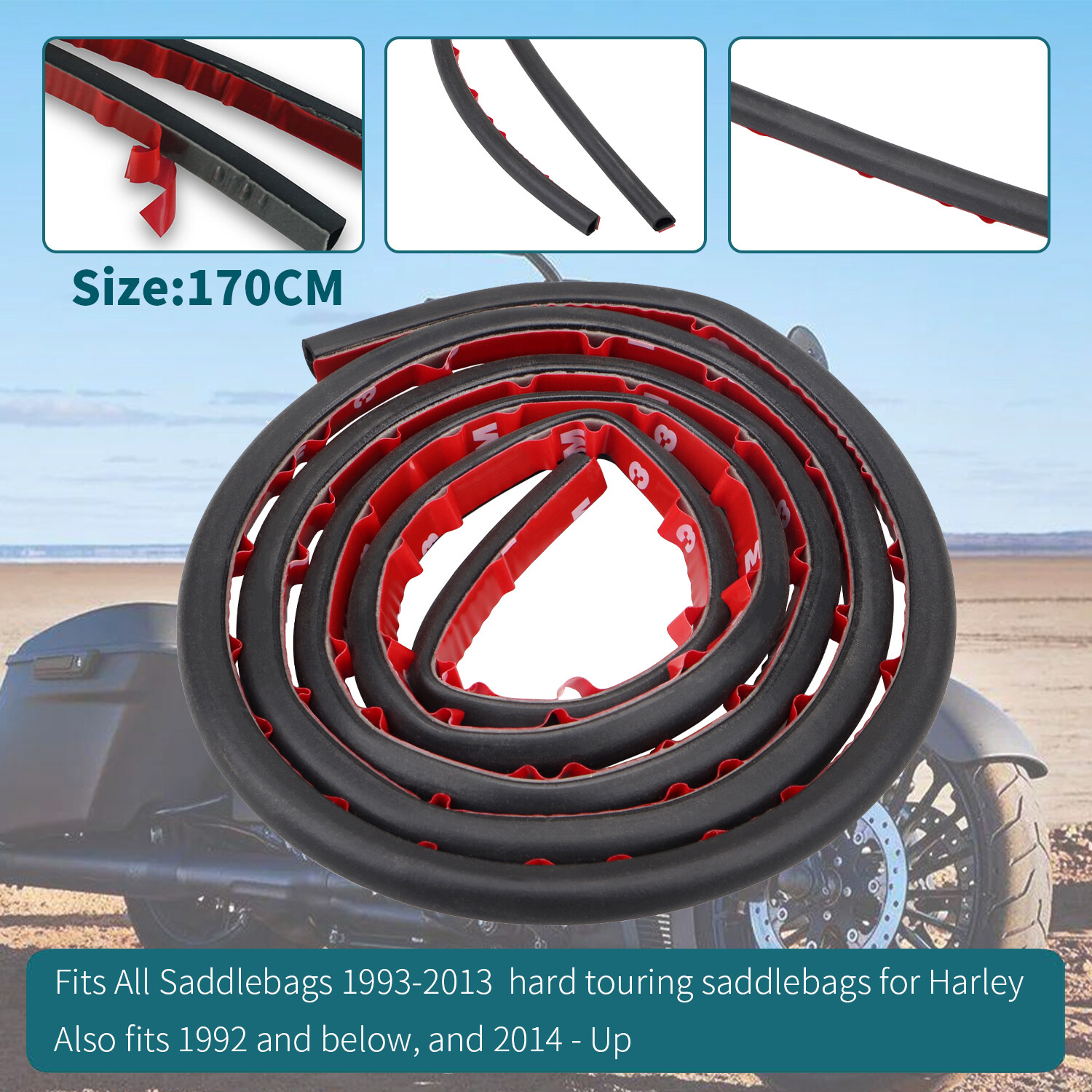 170cm Rubber Seal Gasket Weather Strip For Harley Electra Glide Road King FLHRXS