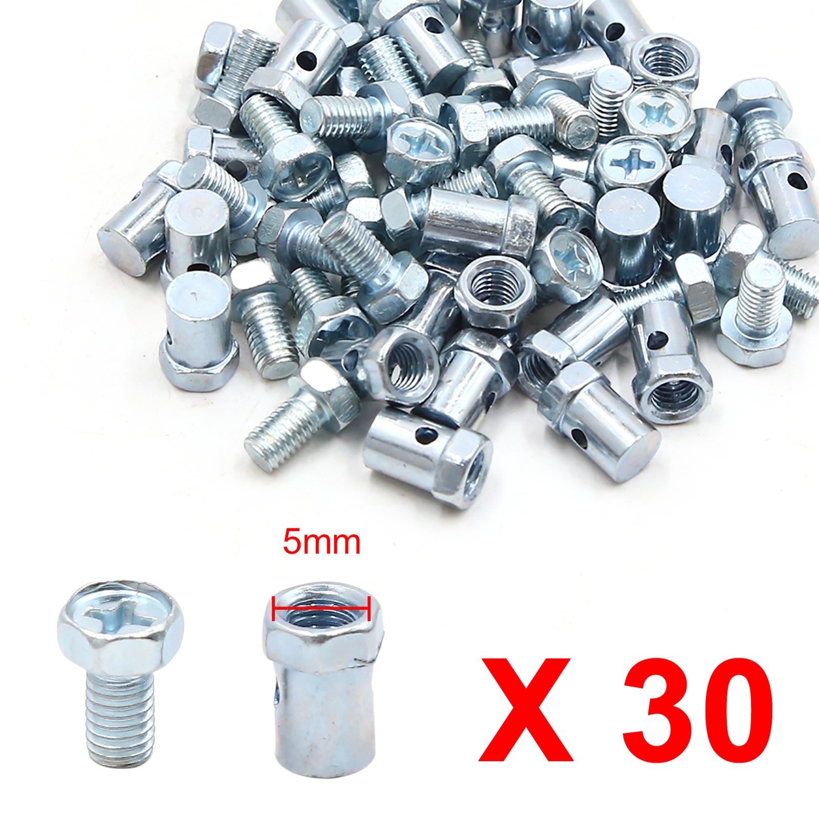 30pcs 5mm Thread Motorcycle Scooter Brake Cable Wire Solderless Nipple Screw