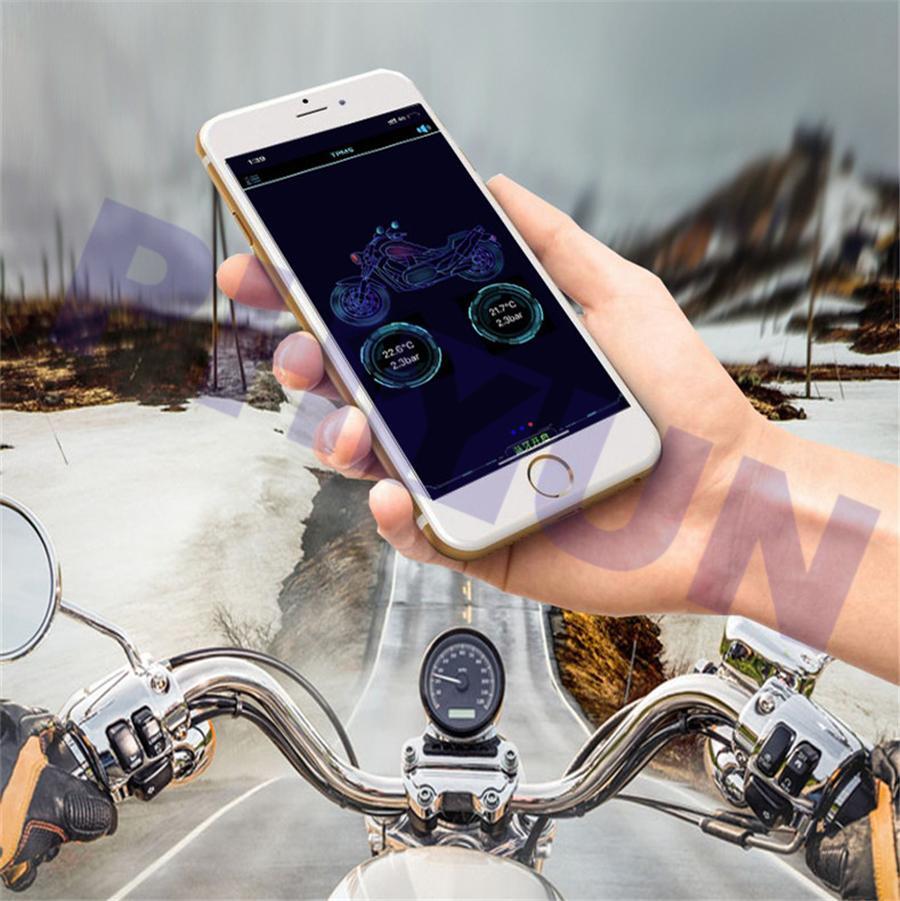 TPMS Bluetooth 5.0 Tire Pressure Monitor System 2 External Sensor for Motorcycle