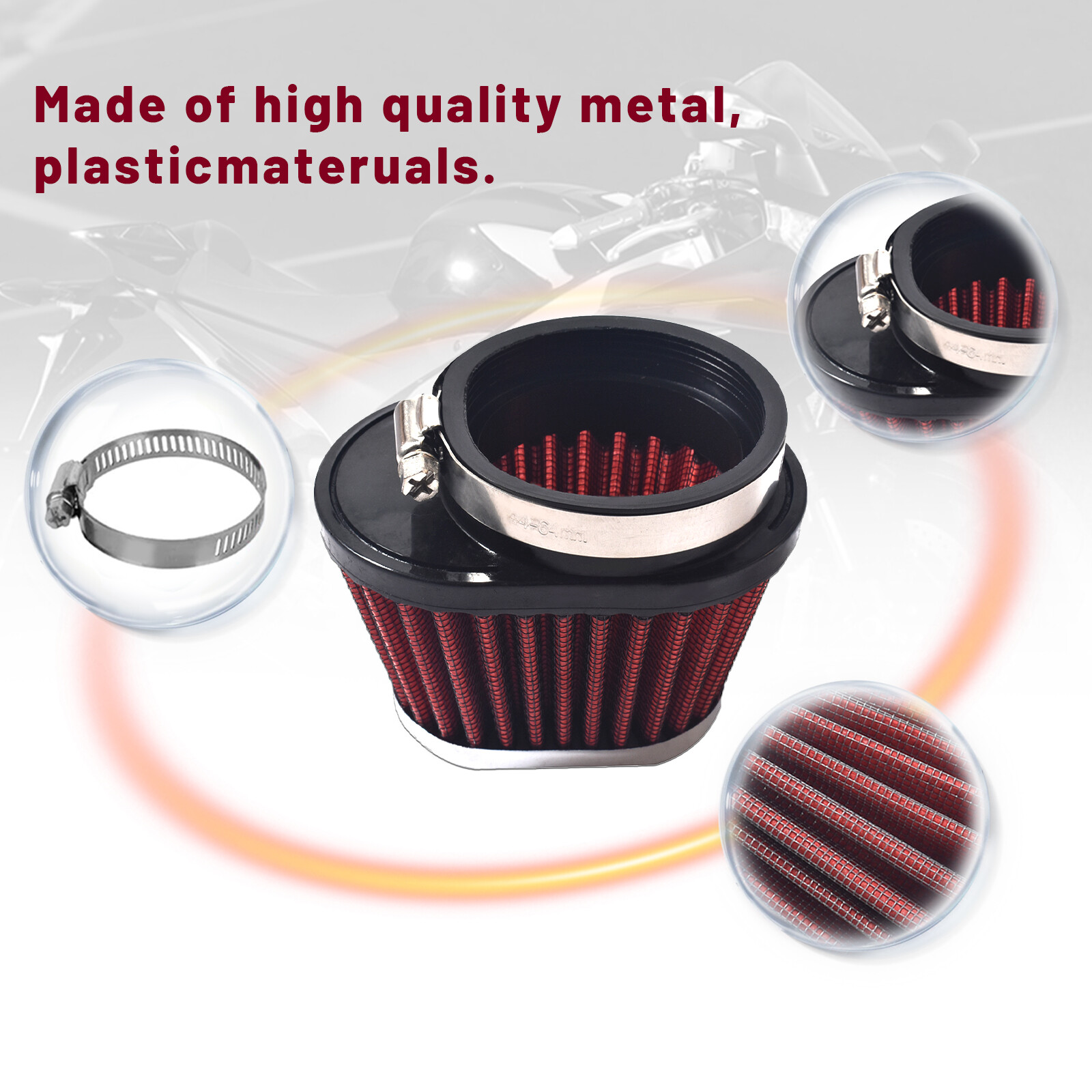 60mm/2.36in Air Filter Pod Cleaner Fit For Bike Dirt ATV Quad Pit Motorcycle