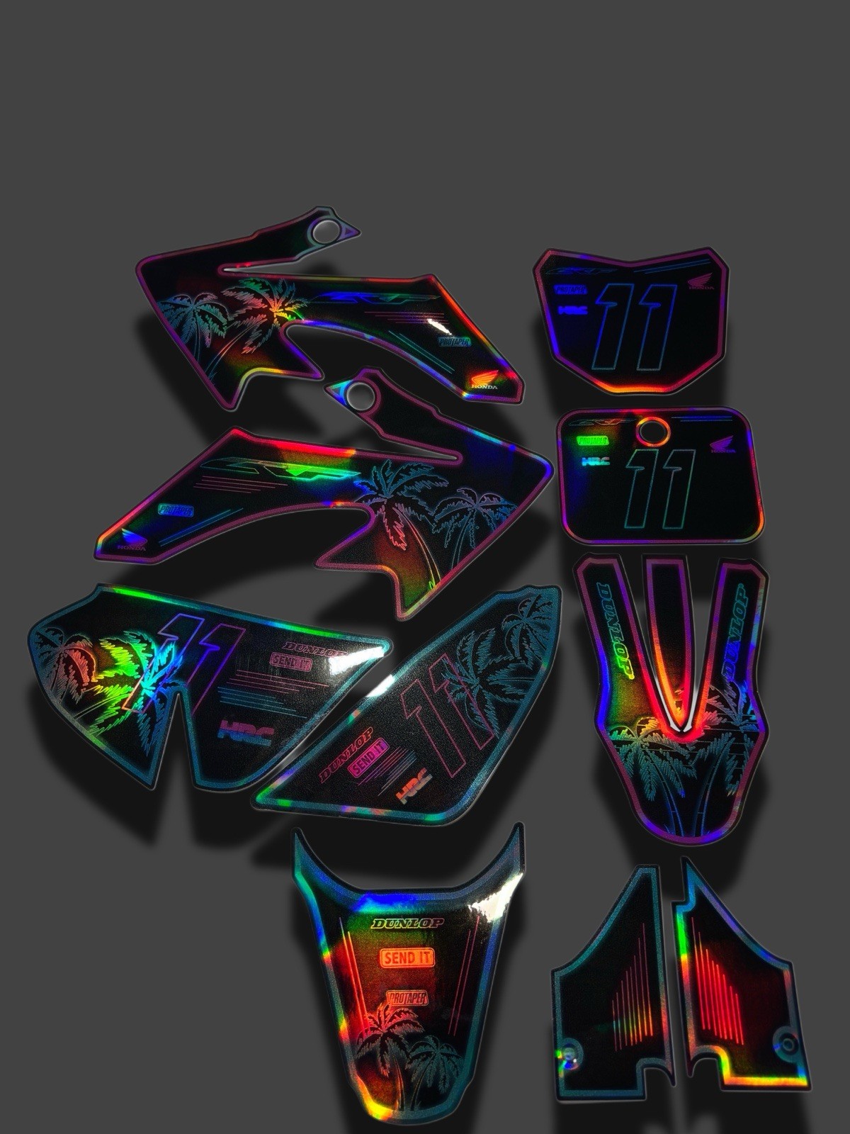 HONDA CRF50 GRAPHICS KIT DECALS THICK & HIGH GLOSS( HOLOGRAPHIC)
