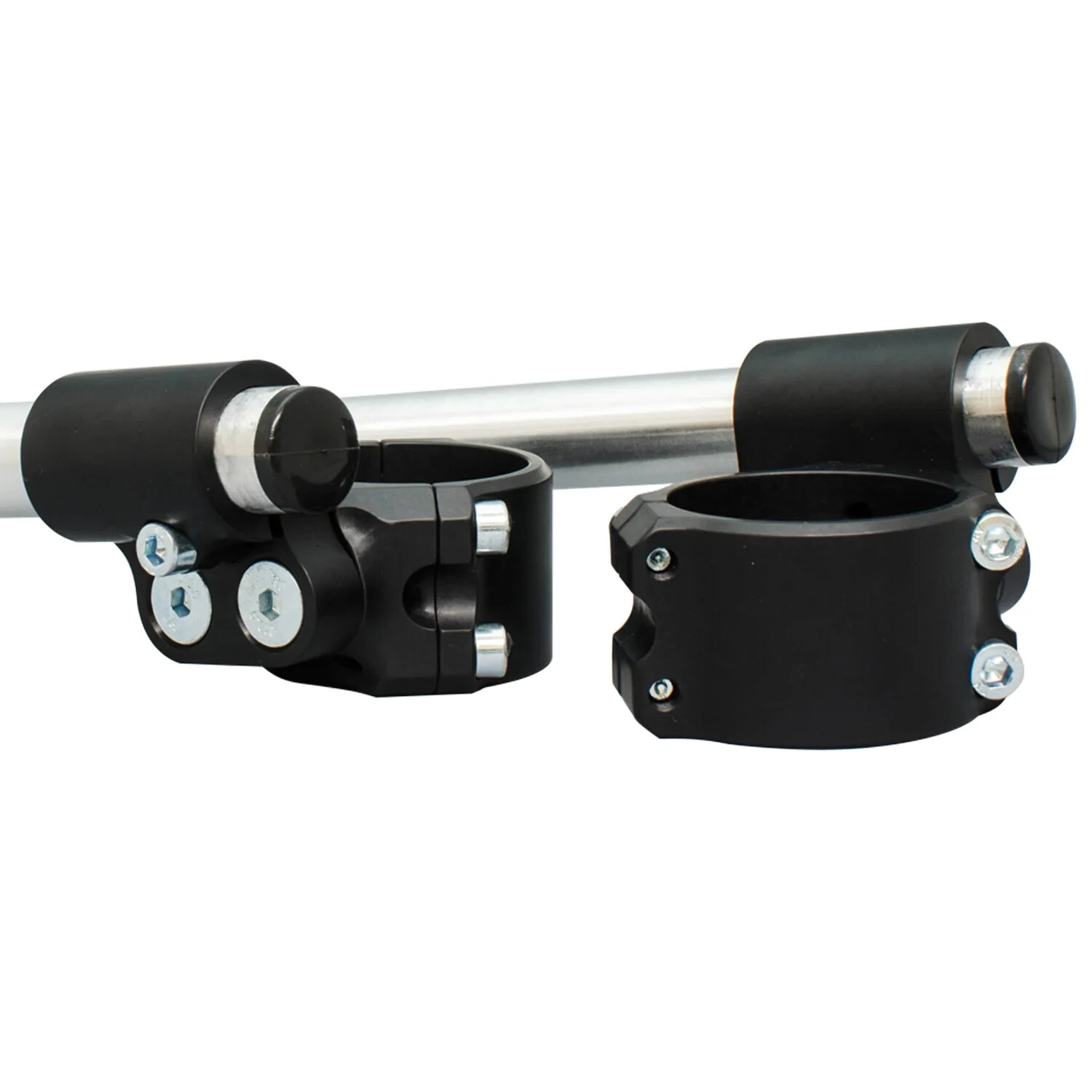 WOODCRAFT RACING 37mm 3 PIECE CLIPON HANDLEBAR KIT WITH 1″ INCH RISE – SILVER