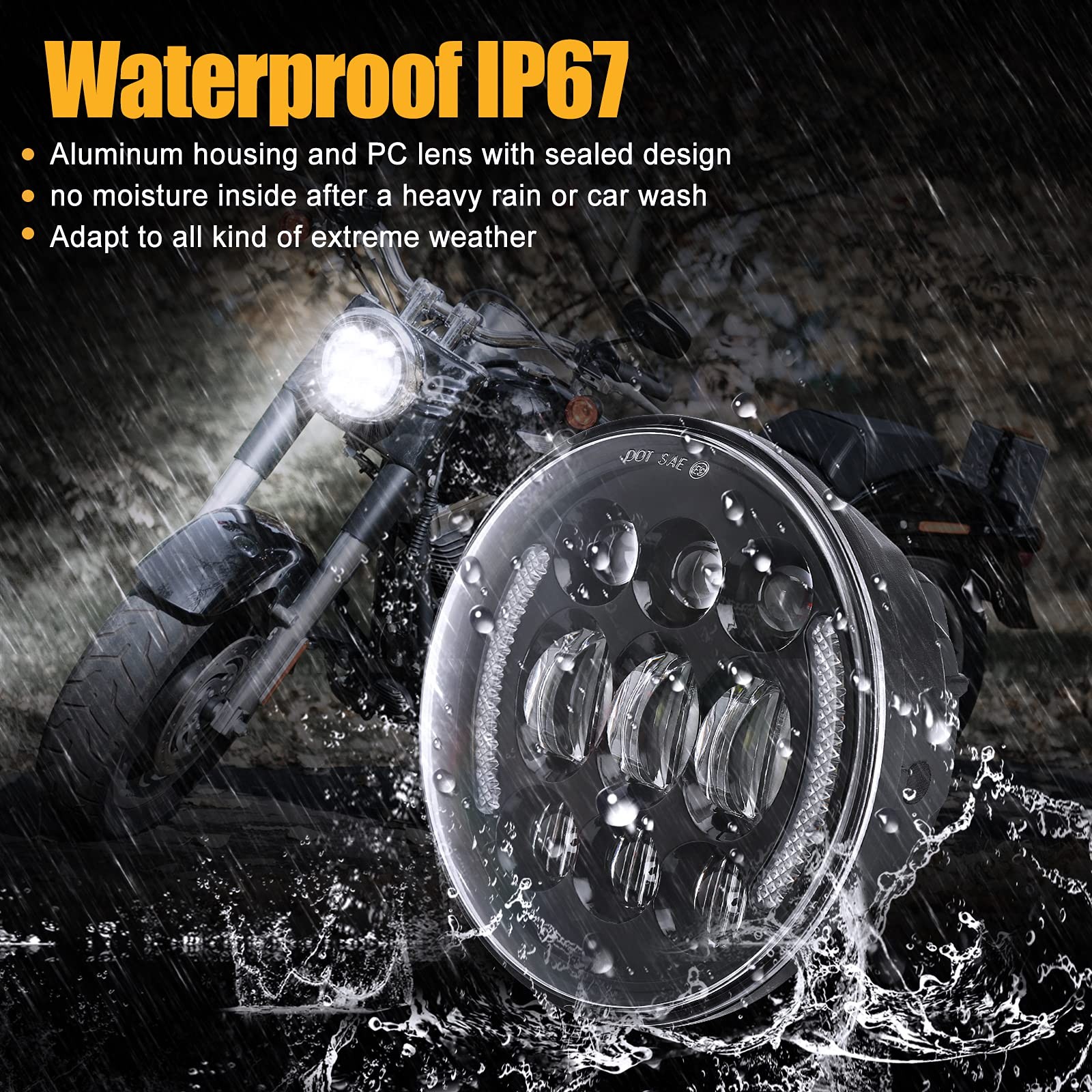SUPAREE 5-3/4” 5.75 Inch LED Motorcycle Headlight with Halo DRL Turn Signal