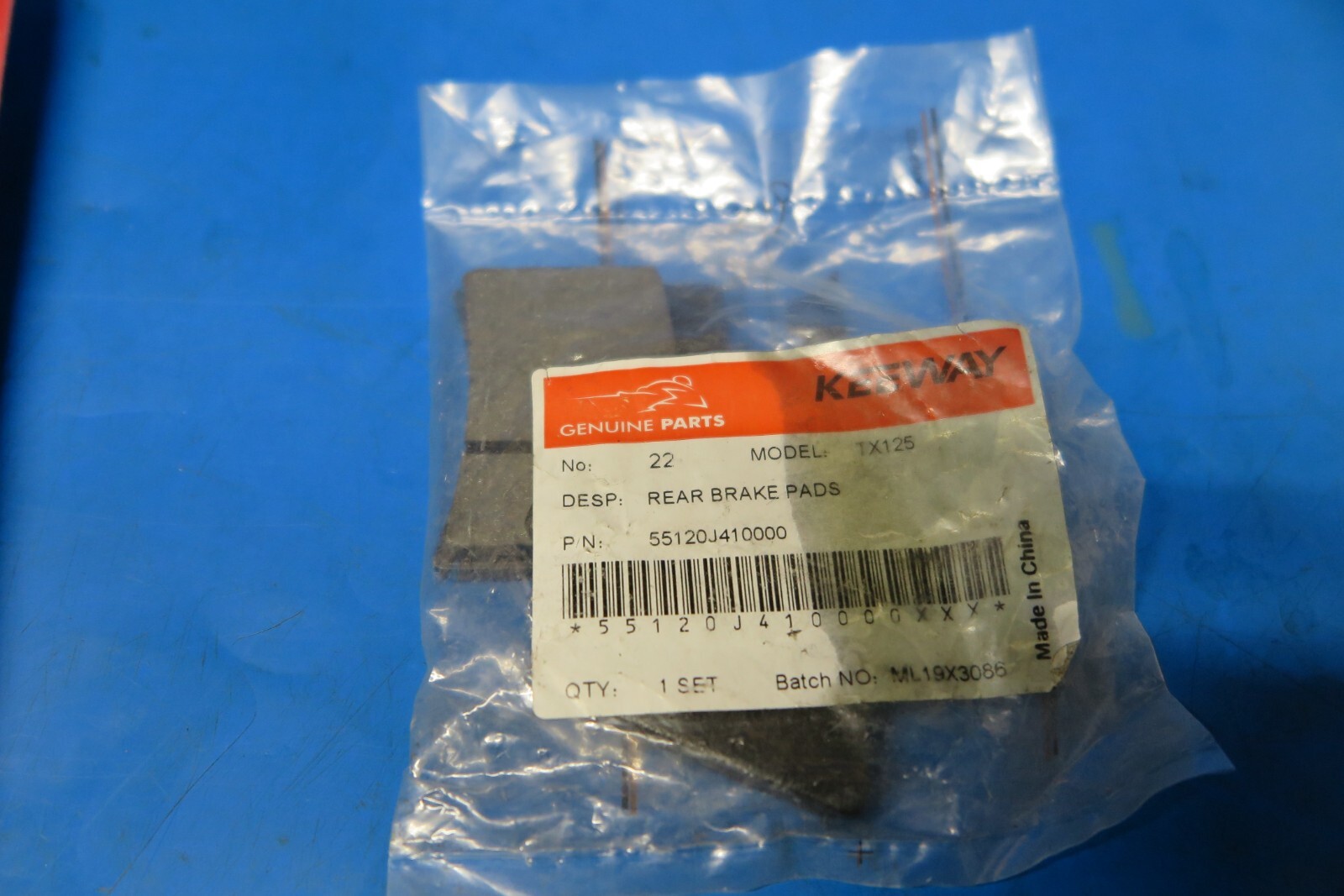 Keeway TX125 EFI Eu4 Rear brake pads OEM 55120J410000 Same shape as EBC FA298