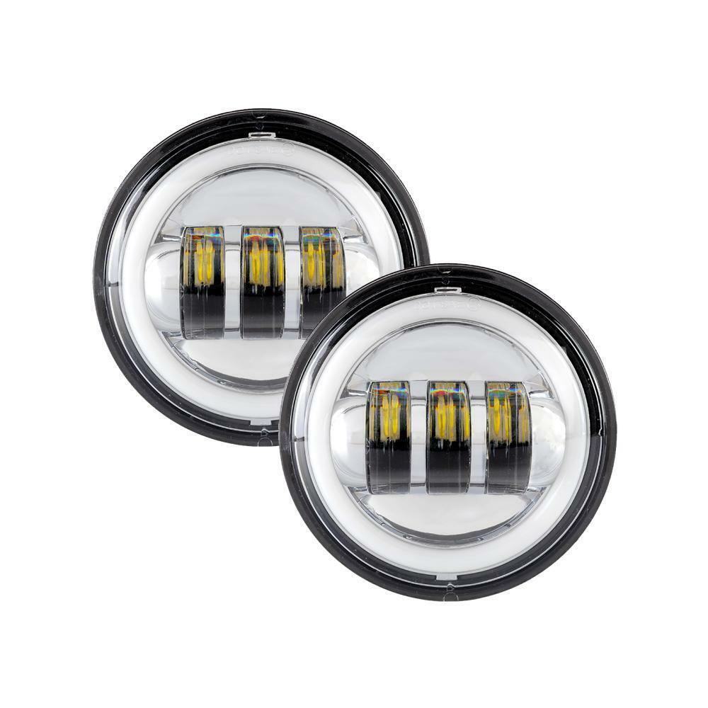 4.5″ inch 90W Round LED Fog Lights White Angel Eyes Driving for Offroad Truck