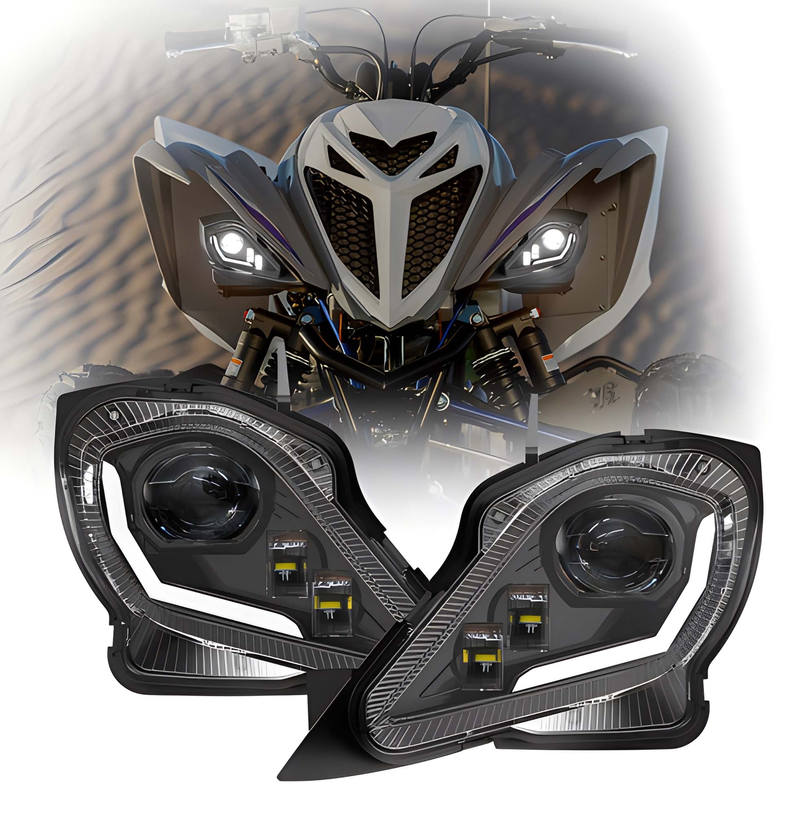 Led Headlights Assembly for Yamaha Raptor 250 350 700 YFZ 450 450R 450X 2006-22