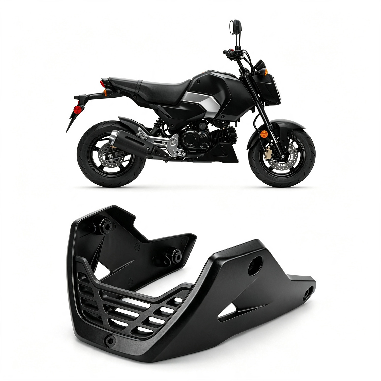 Black Under Cowl Belly Pan Cover Guard For Honda Grom125 MSX125 2021-2026 US