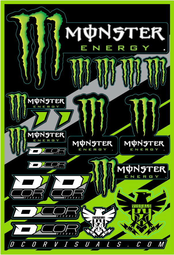 D’COR Decal Sticker Sheet 4mm Monster Energy Moto Dirtbike ATV UTV 40-90-102