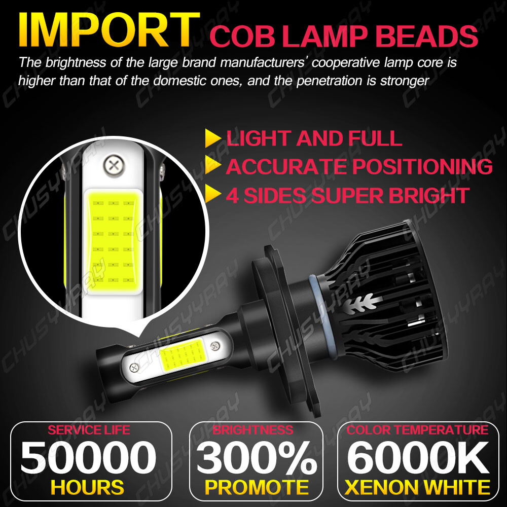 For Yamaha FZ6 2004 2005-2009 H4 H7 Xenon LED Headlight High Low Light Bulbs