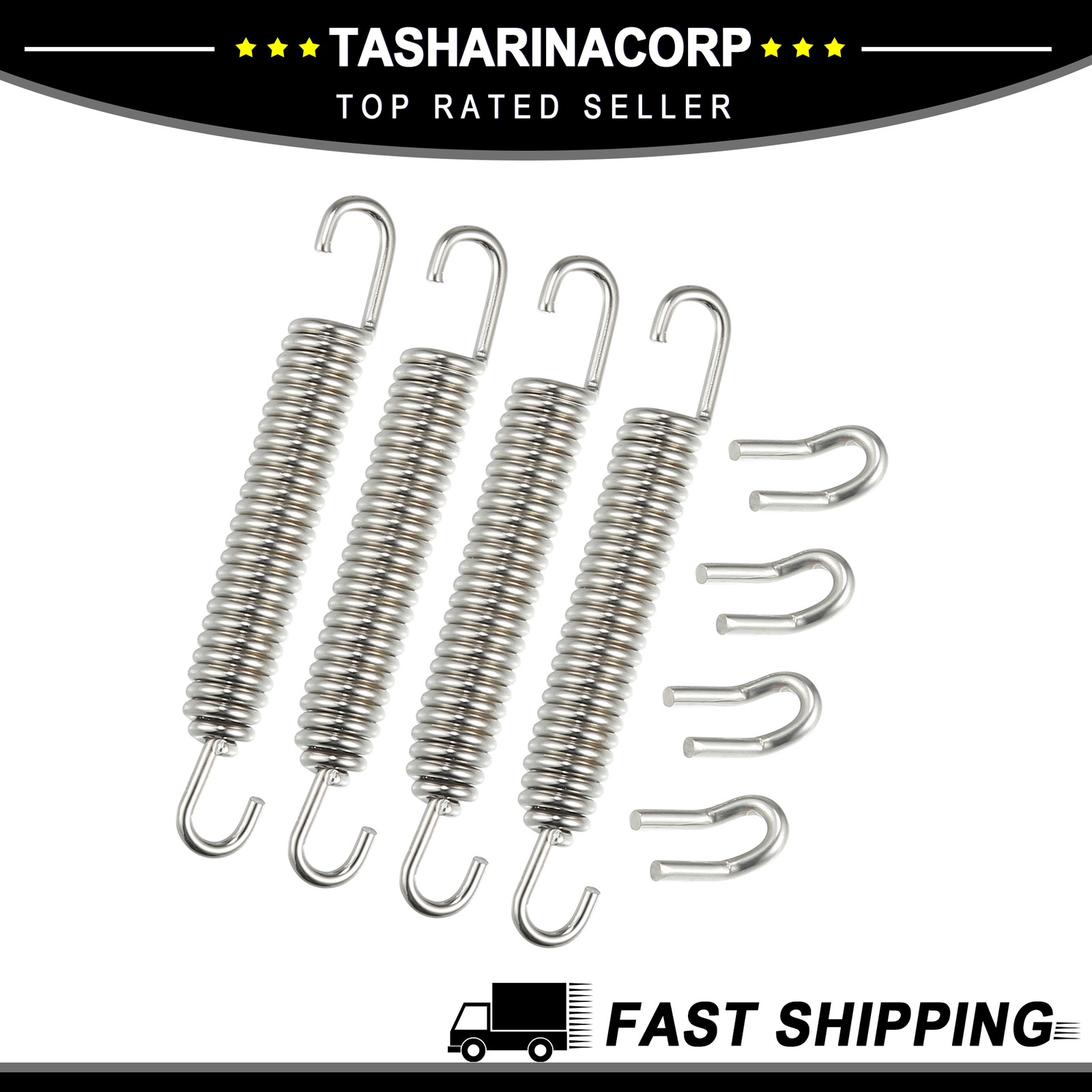 Universal 4Set Motorcycles Exhaust Pipe Spring 80mm 3.15″ Stainless Steel Silver