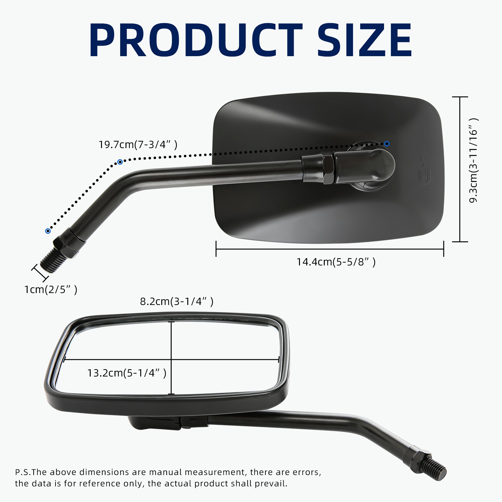 Rectangle Motorcycle Side Mirrors Black For Honda Nighthawk CB 450 650 700 750