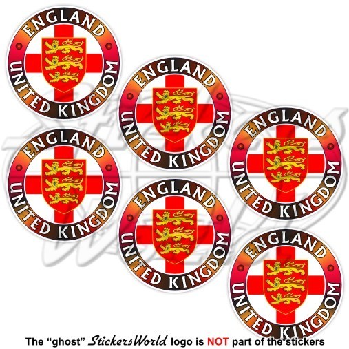 ENGLAND UNITED KINGDOM English Flag Roundel 3 Lions Shield 40mm Sticker Decal x6