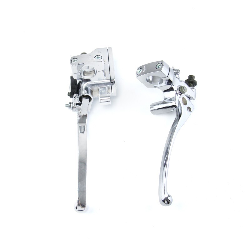 Chrome 1″ Motorcycle Master Cylinder Front Brake & Clutch Levers Set For Harley