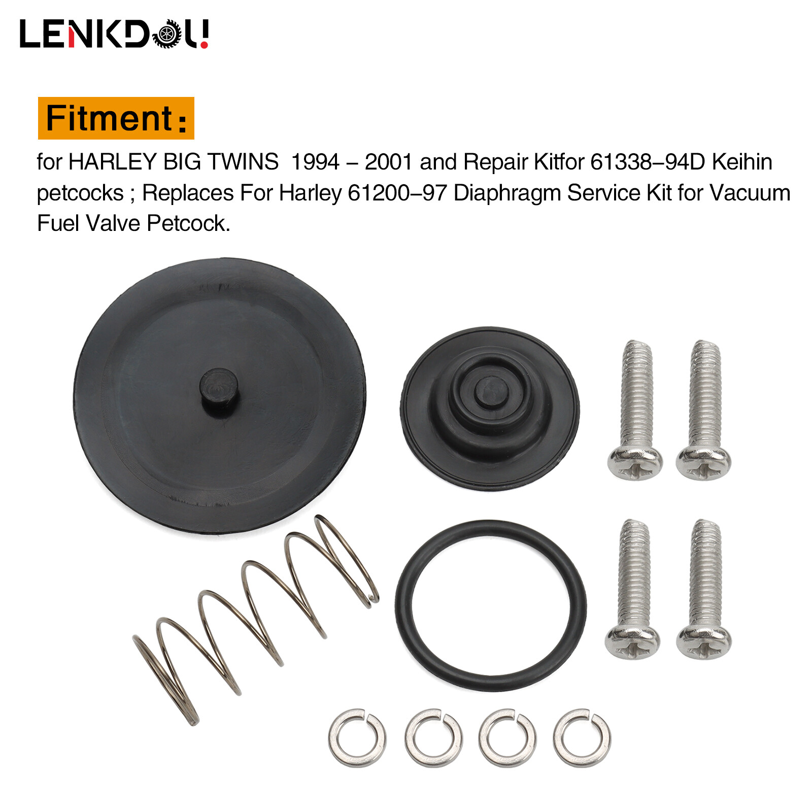 Vacuum Fuel Valve Petcock Rebuild Kit 61200-97 For Harley BIG TWINS Diaphragm