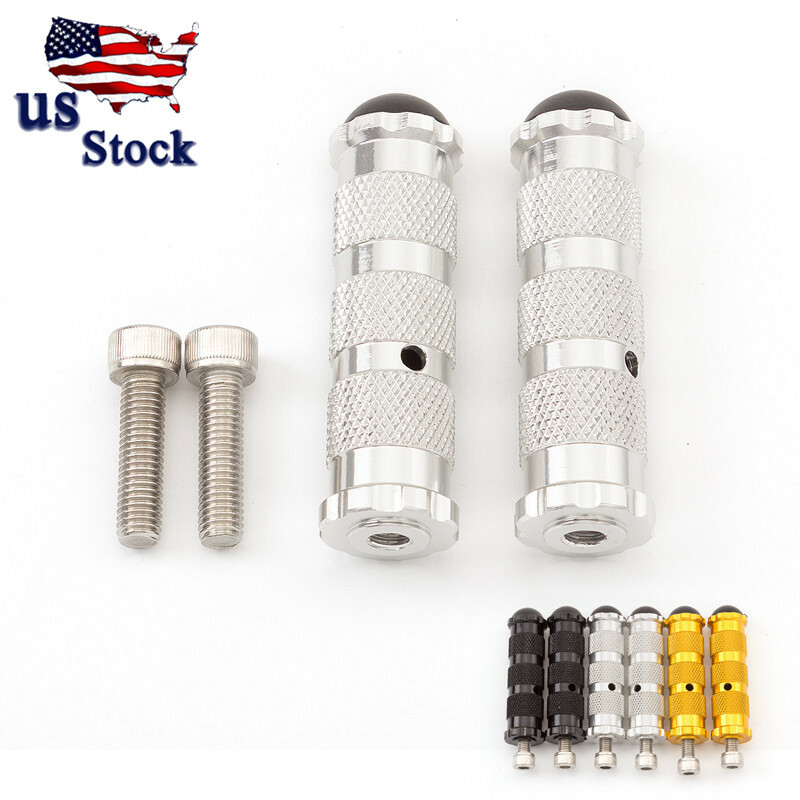 CNC Motorcycle Footrests Footpeg Foot Rests Pegs Rear Pedals Silver Universal M8