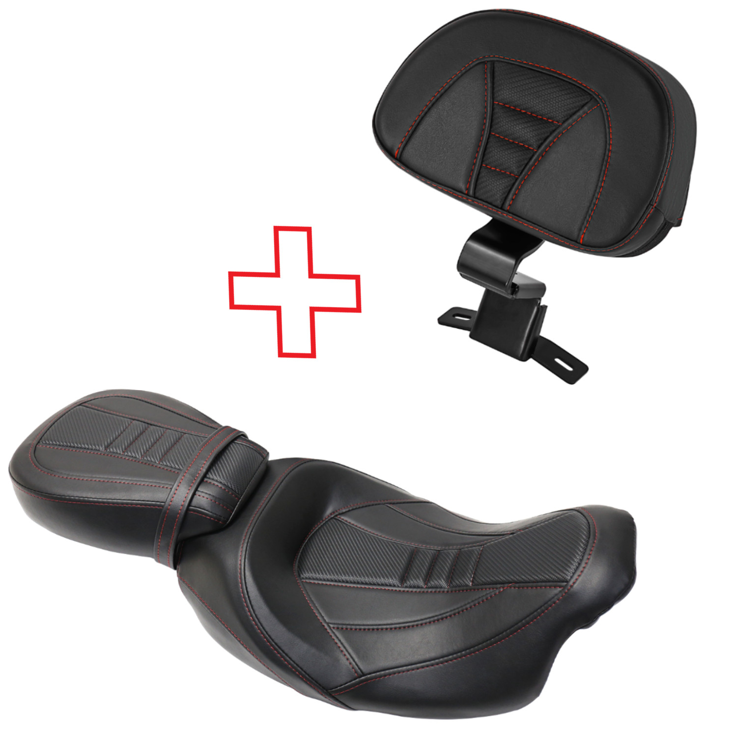 Red Line Full Set Seat & Backrest For Harley Electra Glide Standard FLHT 2010-22