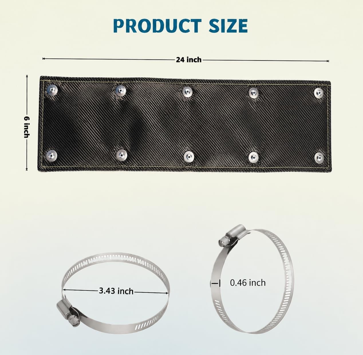 6″x24″ Universal Motorcycle Exhaust Heat Shield Pipe Blanket Fits 2.75-3.5″ Pipe