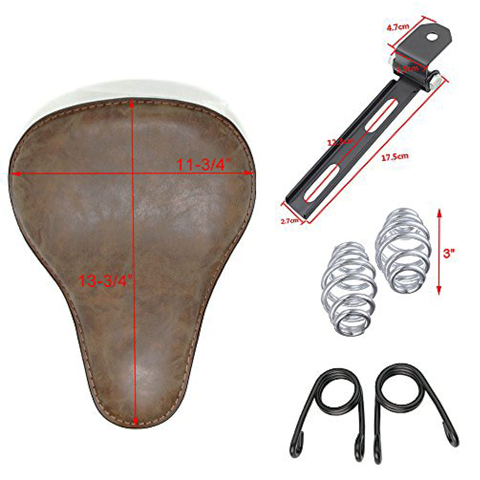 Brown Motorcycle Leather Solo Seat Custom Fit For Harley Davidson Chopper Bobber
