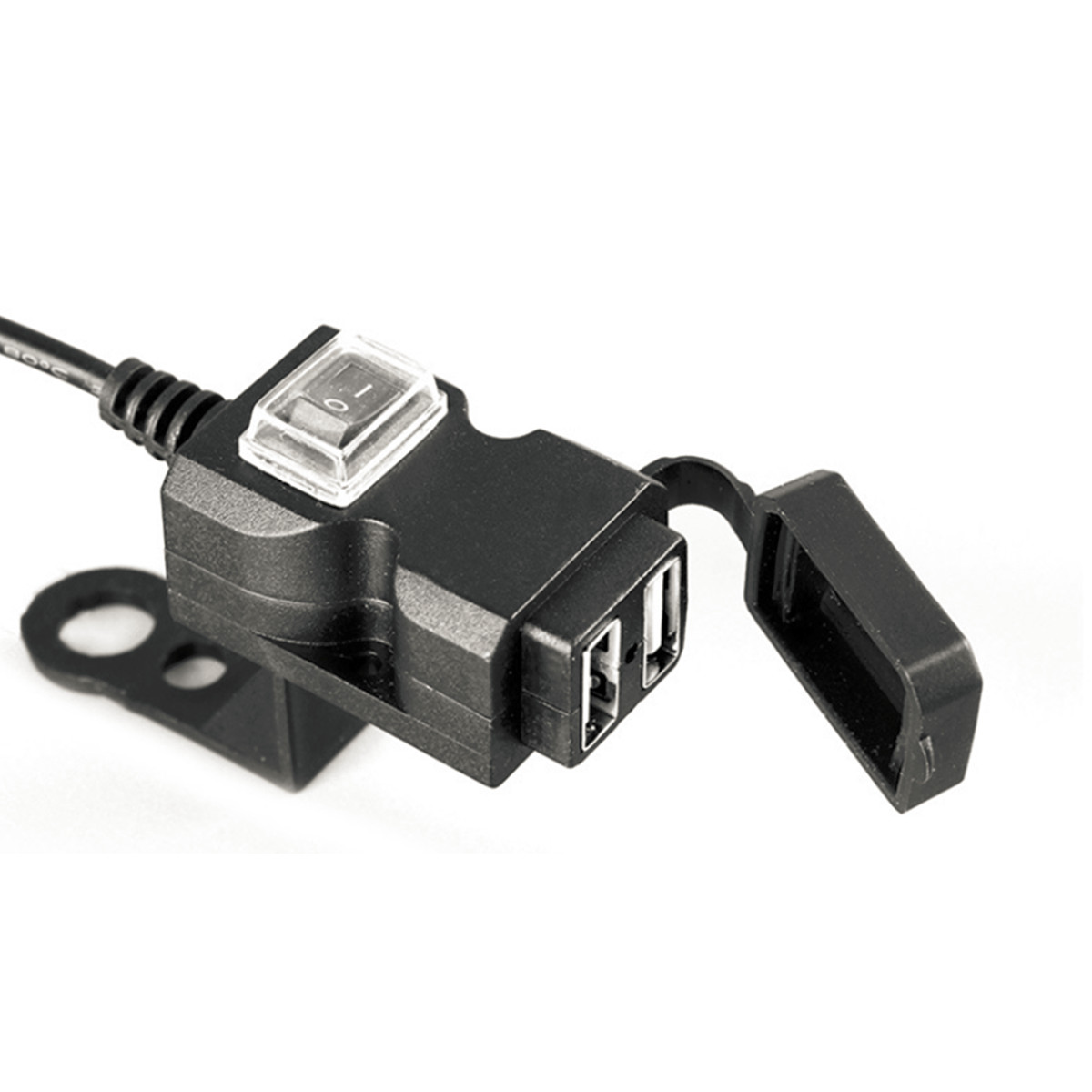 12V-24V Motorcycle Motorbike Dual USB Charger Phone Power Socket With Switch