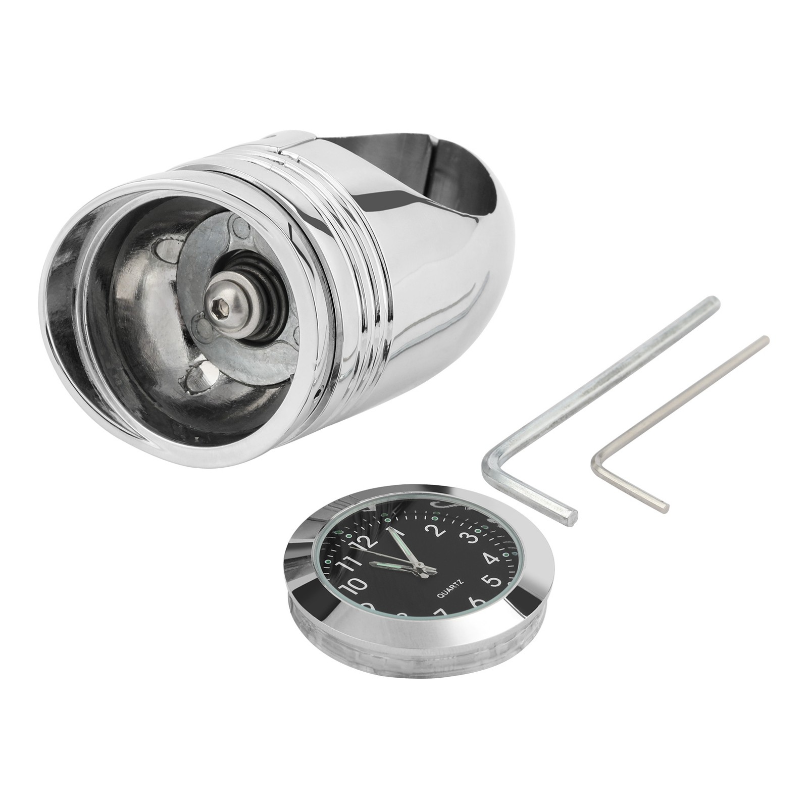 Handlebar Clock Chrome 1.25″ Mount Fit For Universal Motorcycle