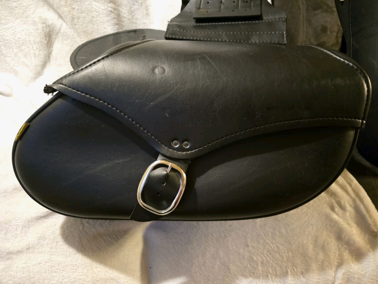 Willie & Max Universal Saddlebags Black Faux Leather Slant Throw-Over Motorcycle
