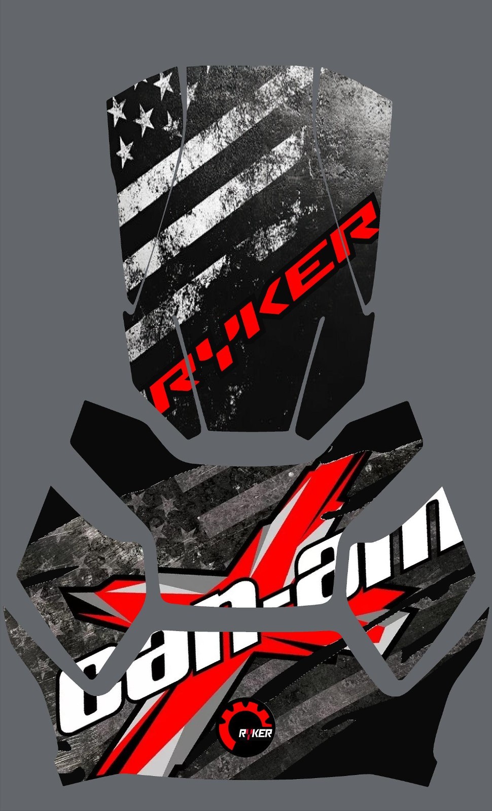 Laminated Canam Ryker Distressed American Flag Grayscale Canam Ryker Logo Design