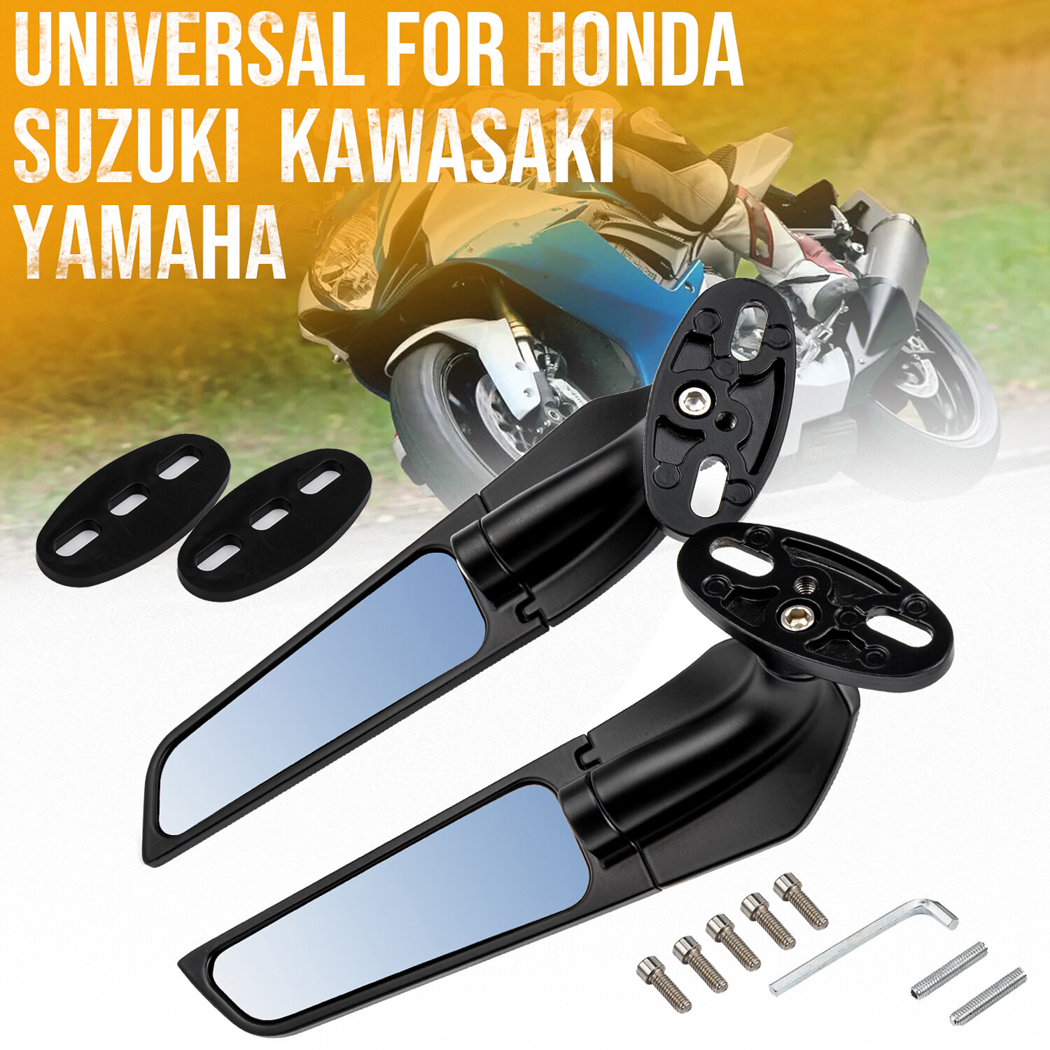 Fit for Suzuki GSXR600 GSXR750 GSXR1000 Rearview Side Mirrors Adjustable Mirrors