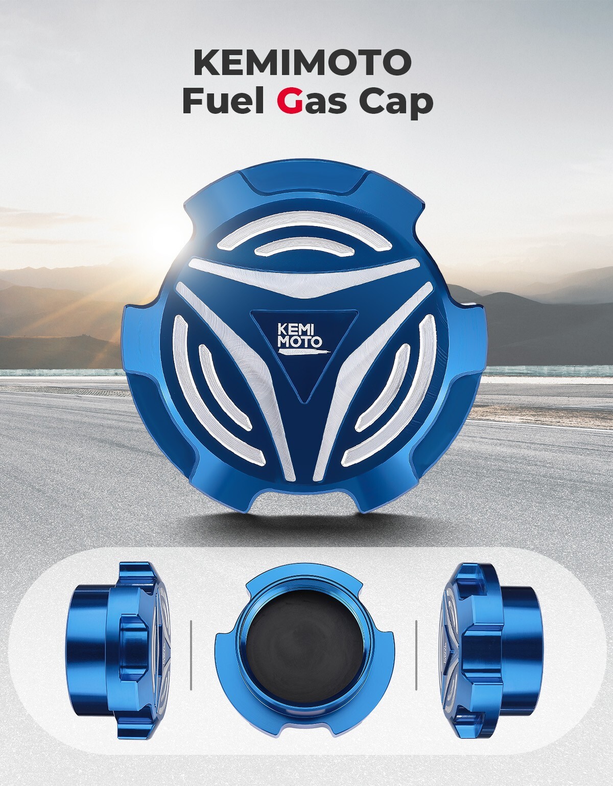 KEMIMOTO #2521278 Blue Gas Cap Fuel Cap CNC Cut for Polaris Slingshot 2015-2023