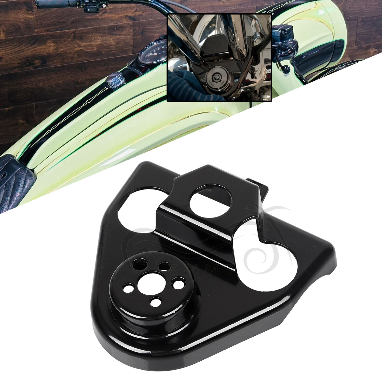 Black Zinc Alloy Handlebar Riser Cover Fit For Harley Road King Shrine SE FLHR