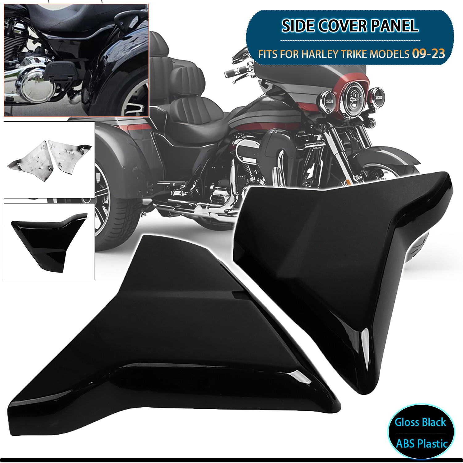 Vivid Black Side Cover Panel For Harley Street Tri Glide FLHTCUTG Trike FLHXXX