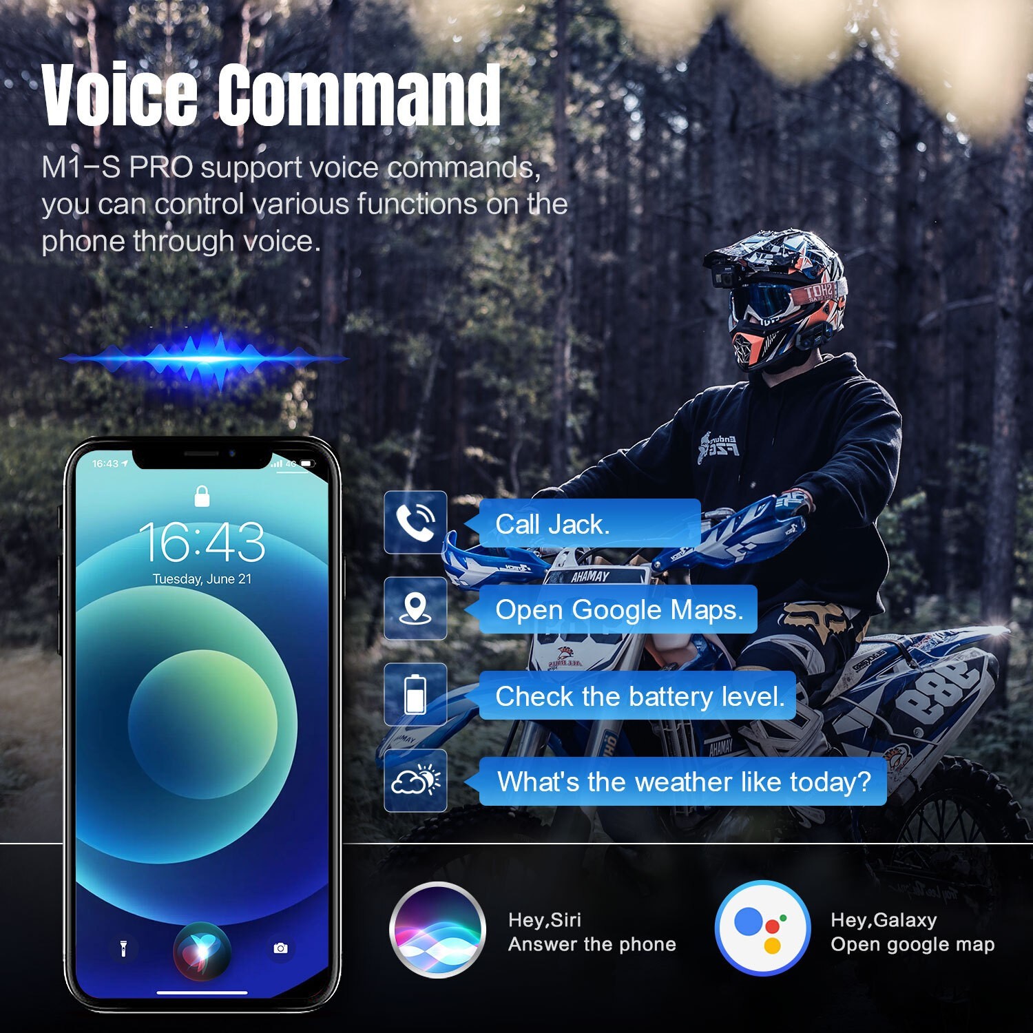 Fodsports M1-S Pro Motorcycle Bluetooth Headset 10 Riders Group Helmet Intercom