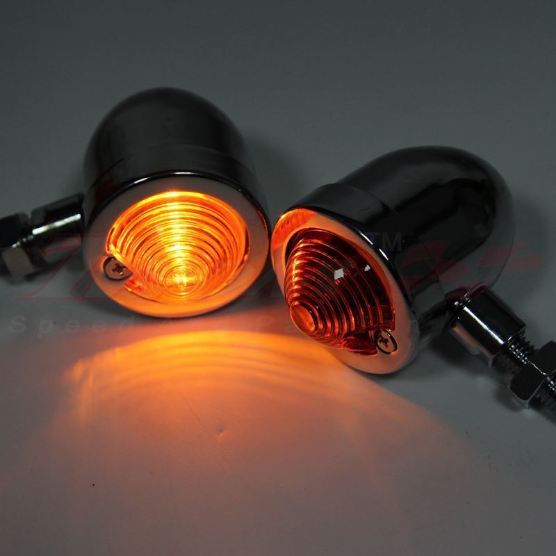 4x Universal Motorcycle Chrome Bullet Blinker Turn Signal Indicator Amber Lights