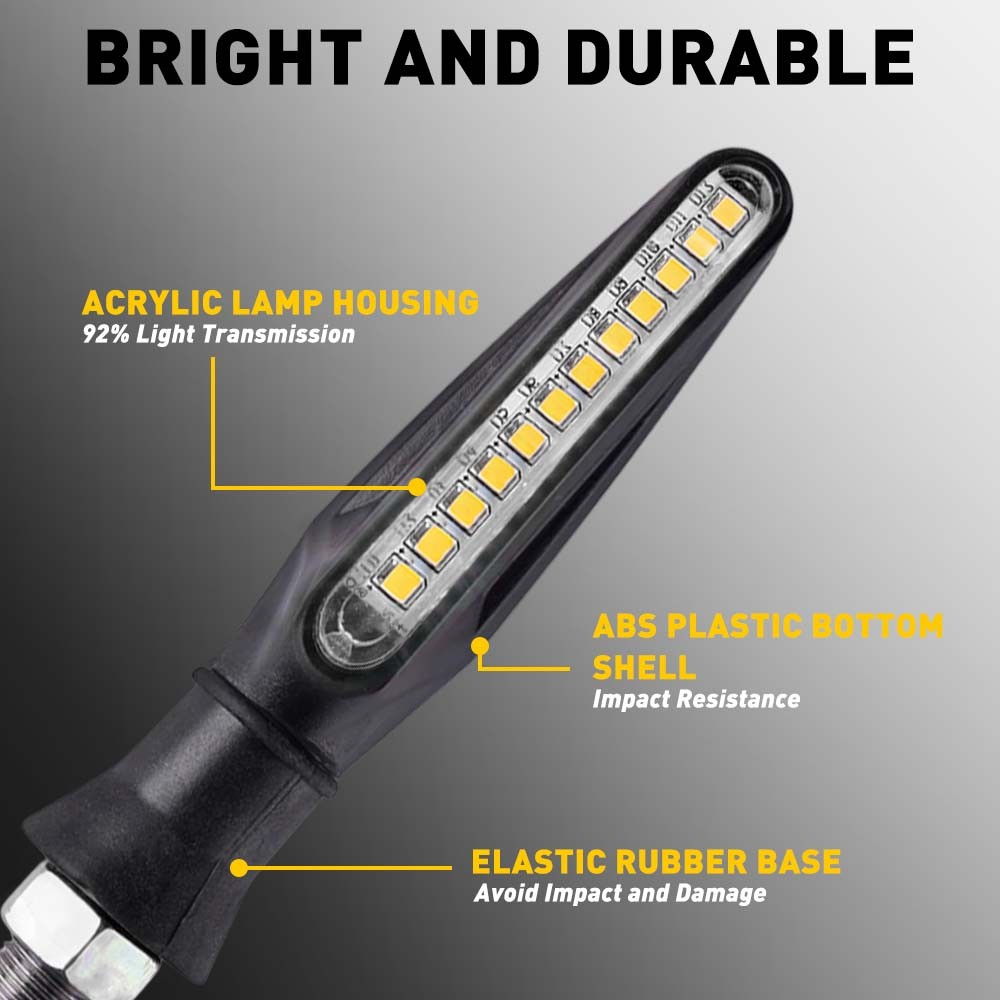 Motorcycle LED Turn Signal Sequential Flowing Indicator Light Amber 12V 4-40X