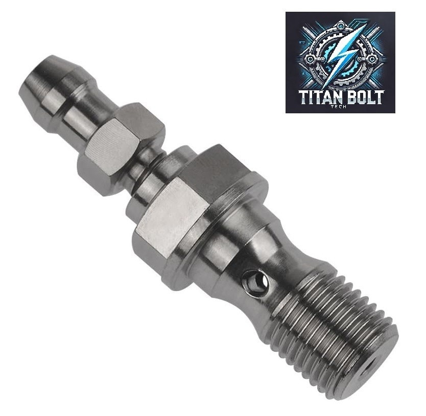2 Titanium Brake Single Banjo Bolts w Bleeder For Brembo Calipers M10 x 1.0