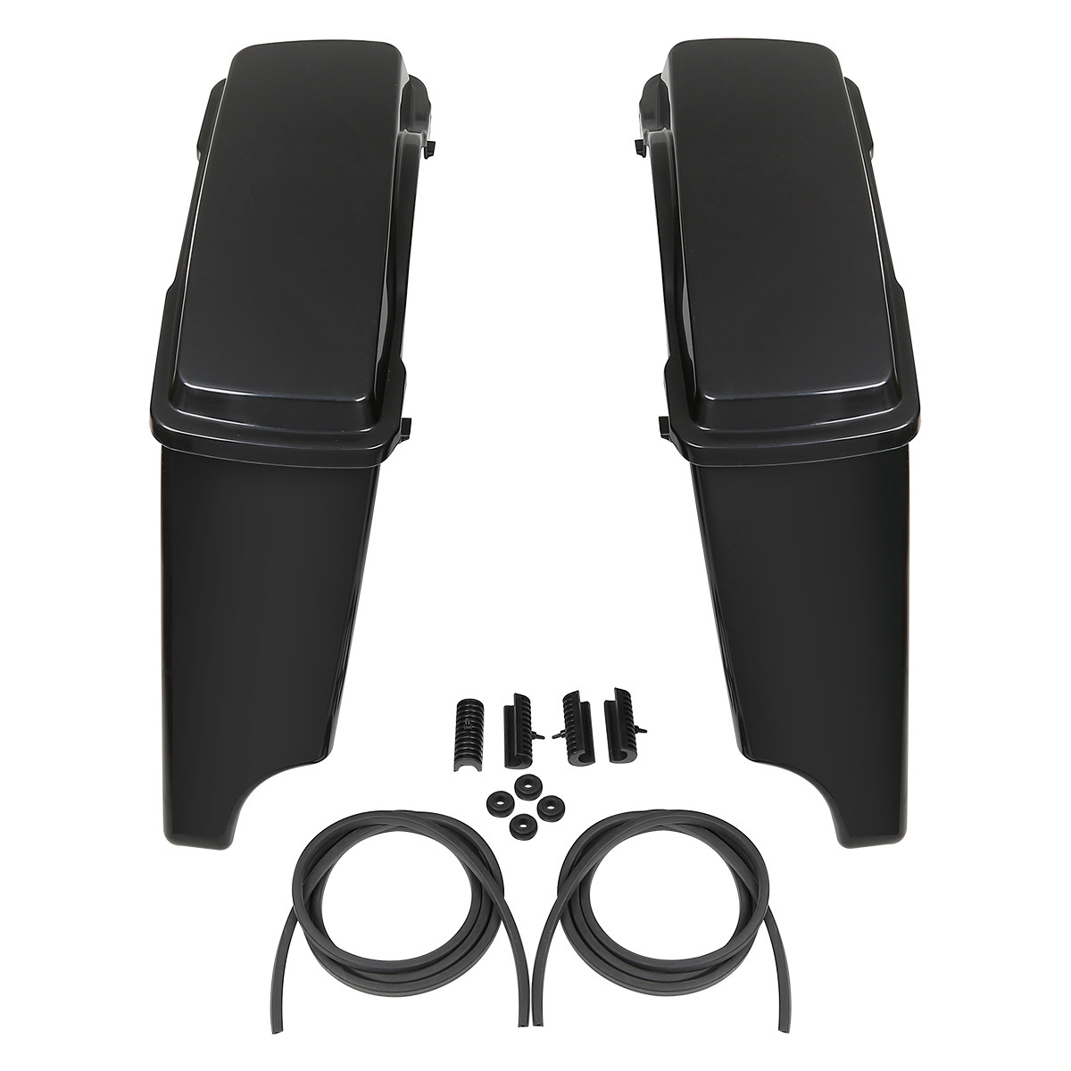 5″ Stretched Hard Saddle Bags & Conversion Bracket Fit For Harley Softail 84-17