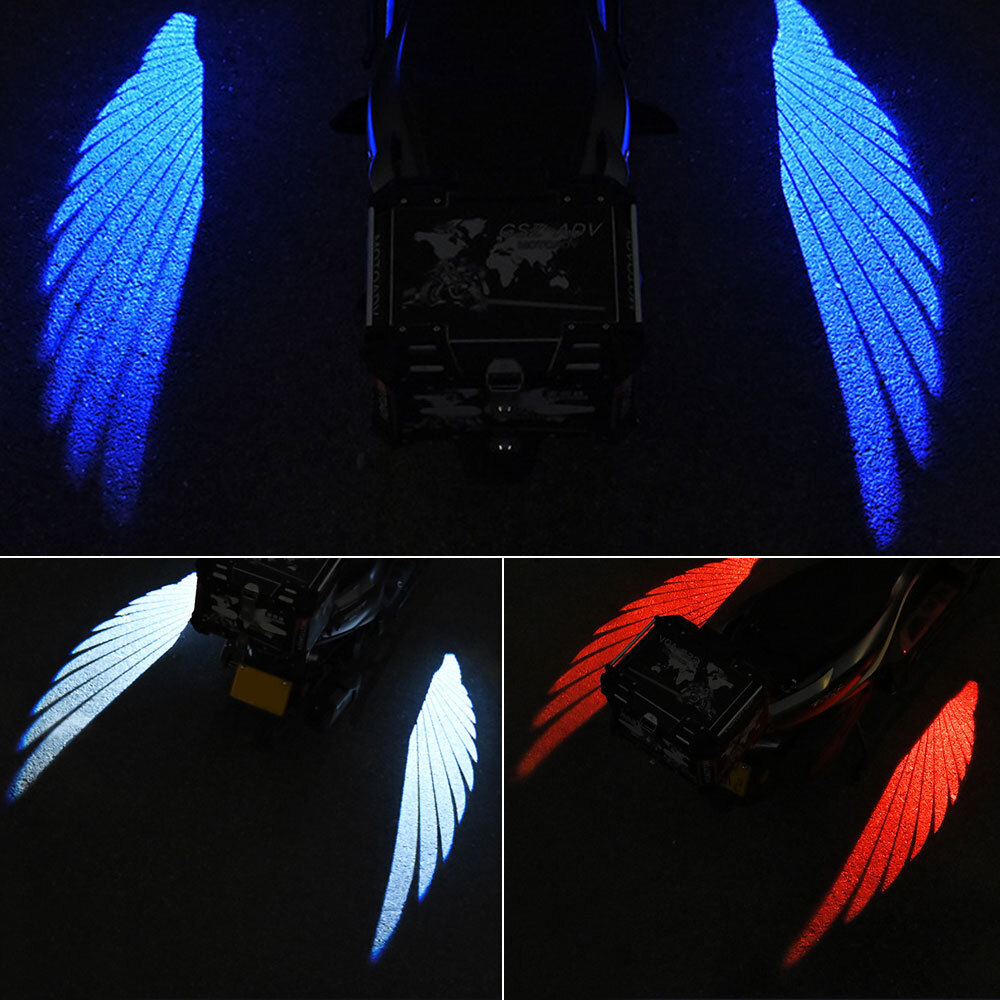2PC Motorcycle Parts Underbody LED Light Projector Ghost Angel Wings Laser Light