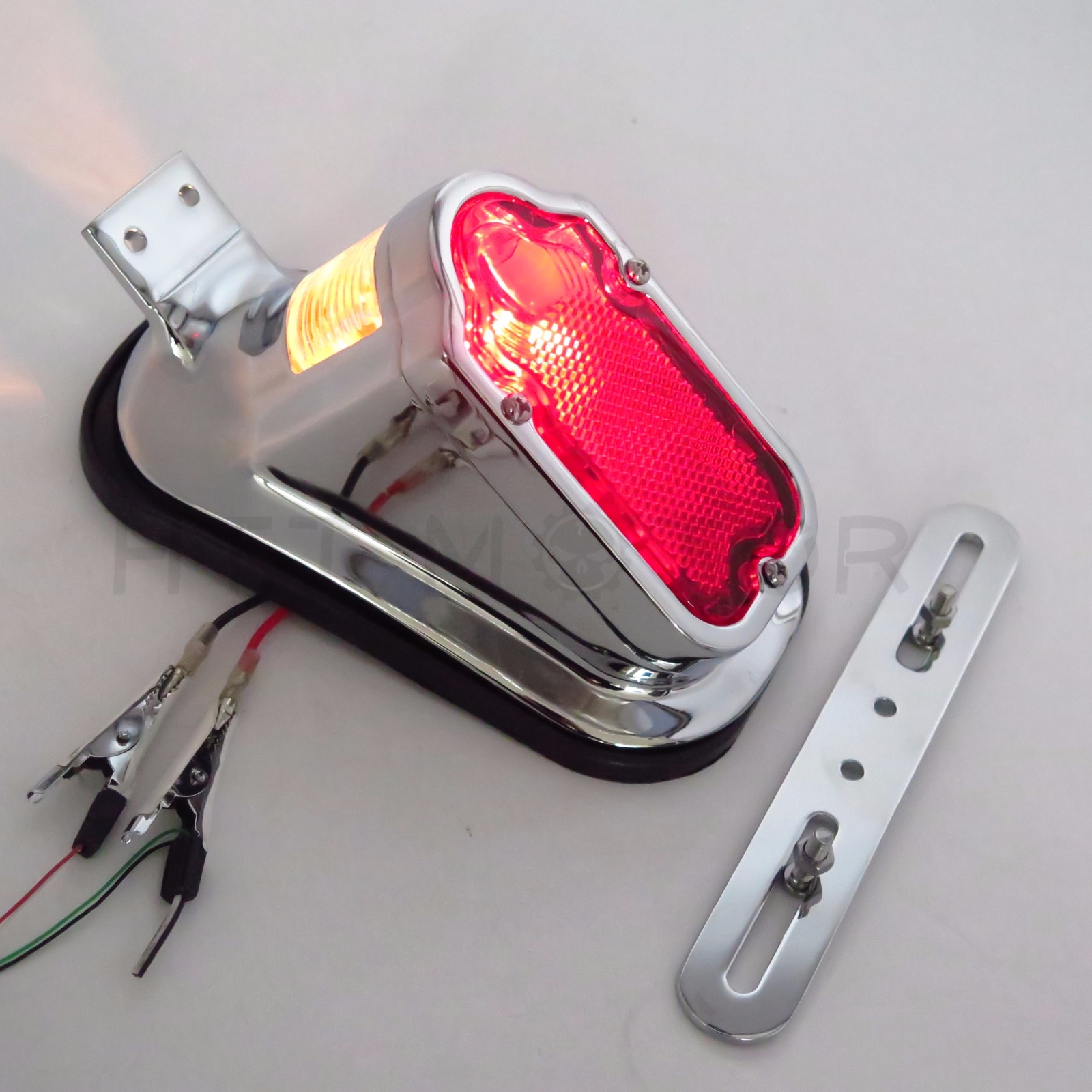Metal Chrome Red Tombstone Brake Tail Light Signal For Harley Davidson Bike
