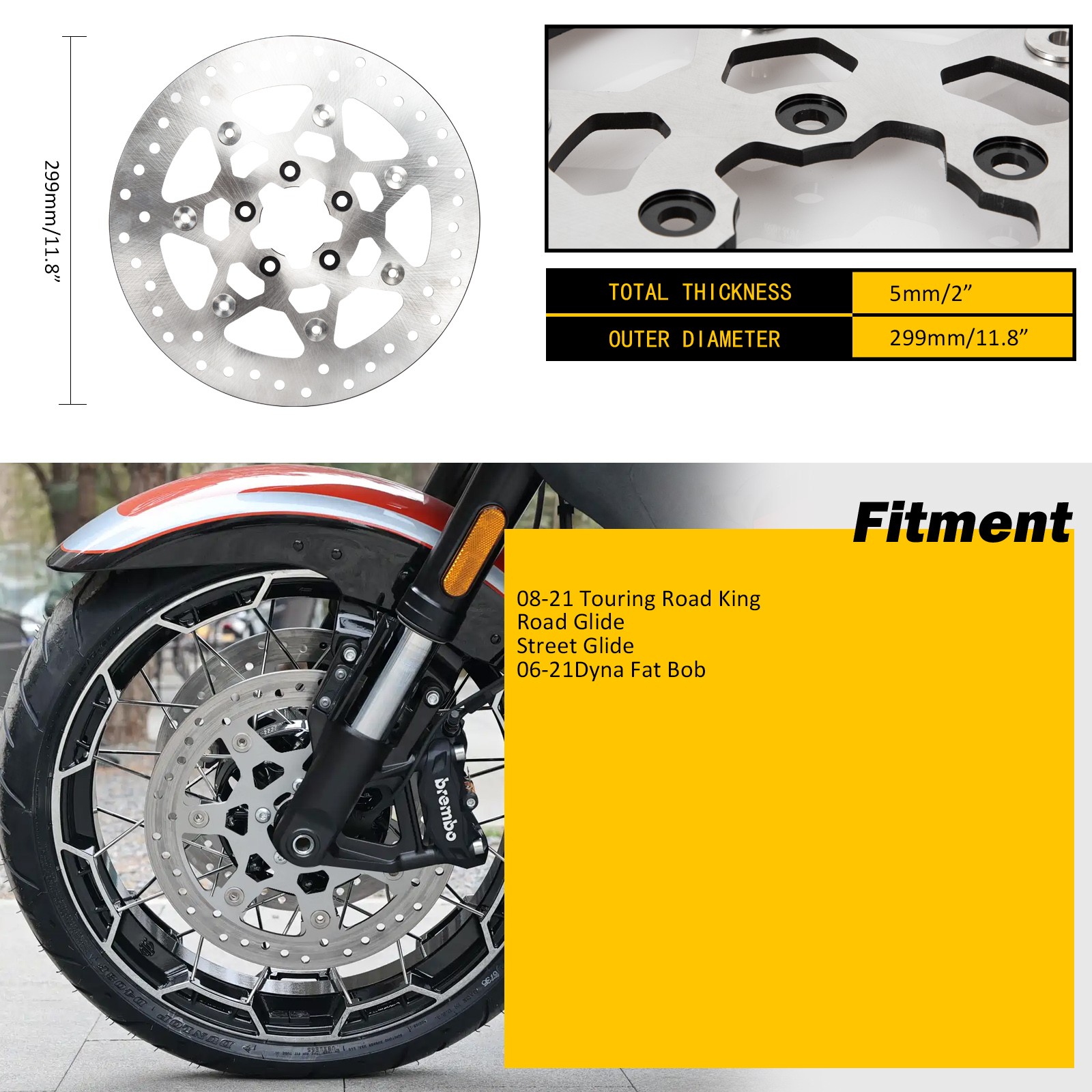 11.8″ Floating Front Brake Rotor For Harley Fatboy Heritage Softail FLSTC 00-14