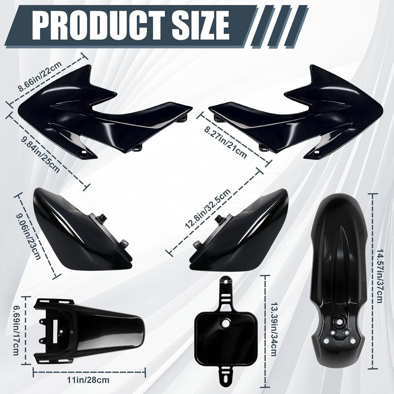 CRF50 Black Fender Fairing Body Work Set, Plastic Body Fender Kit for XR50 XR 50