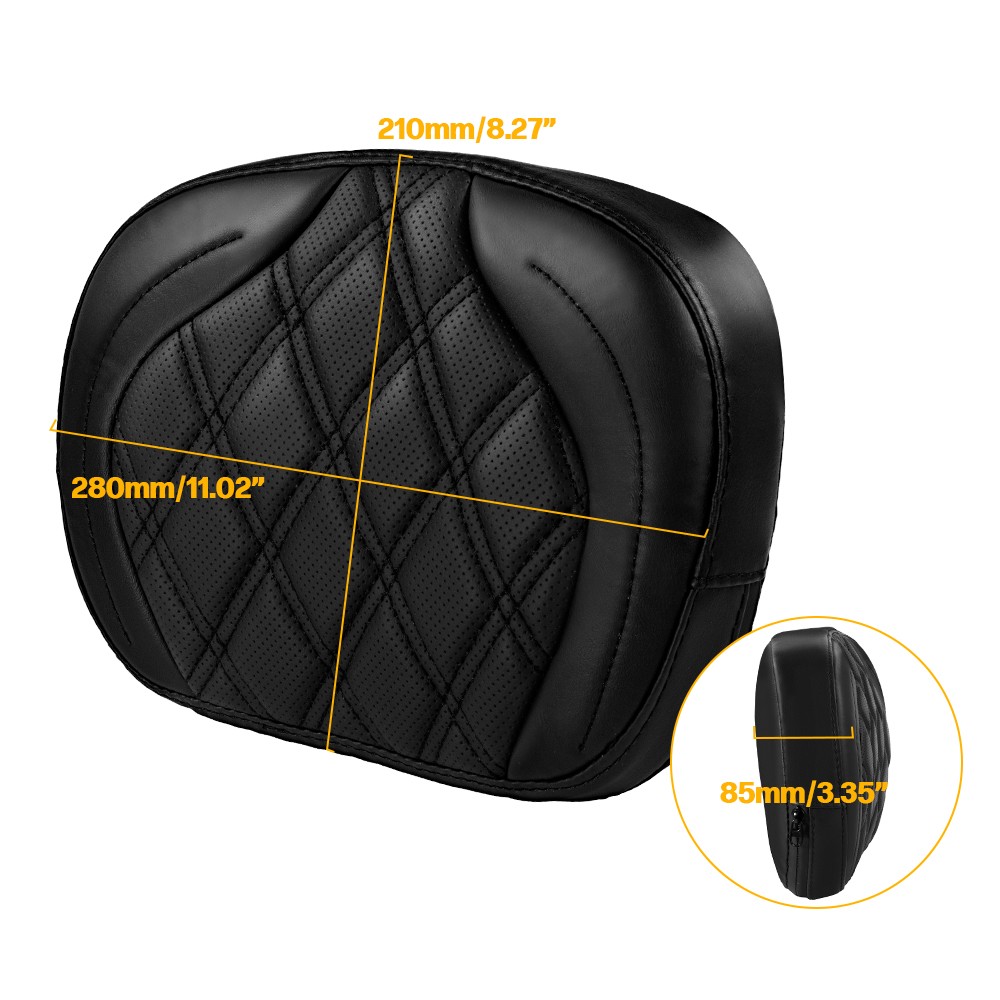 Black Diamond Style Rear Sissy Bar Pad Backrest For Harley Touring / Dyna