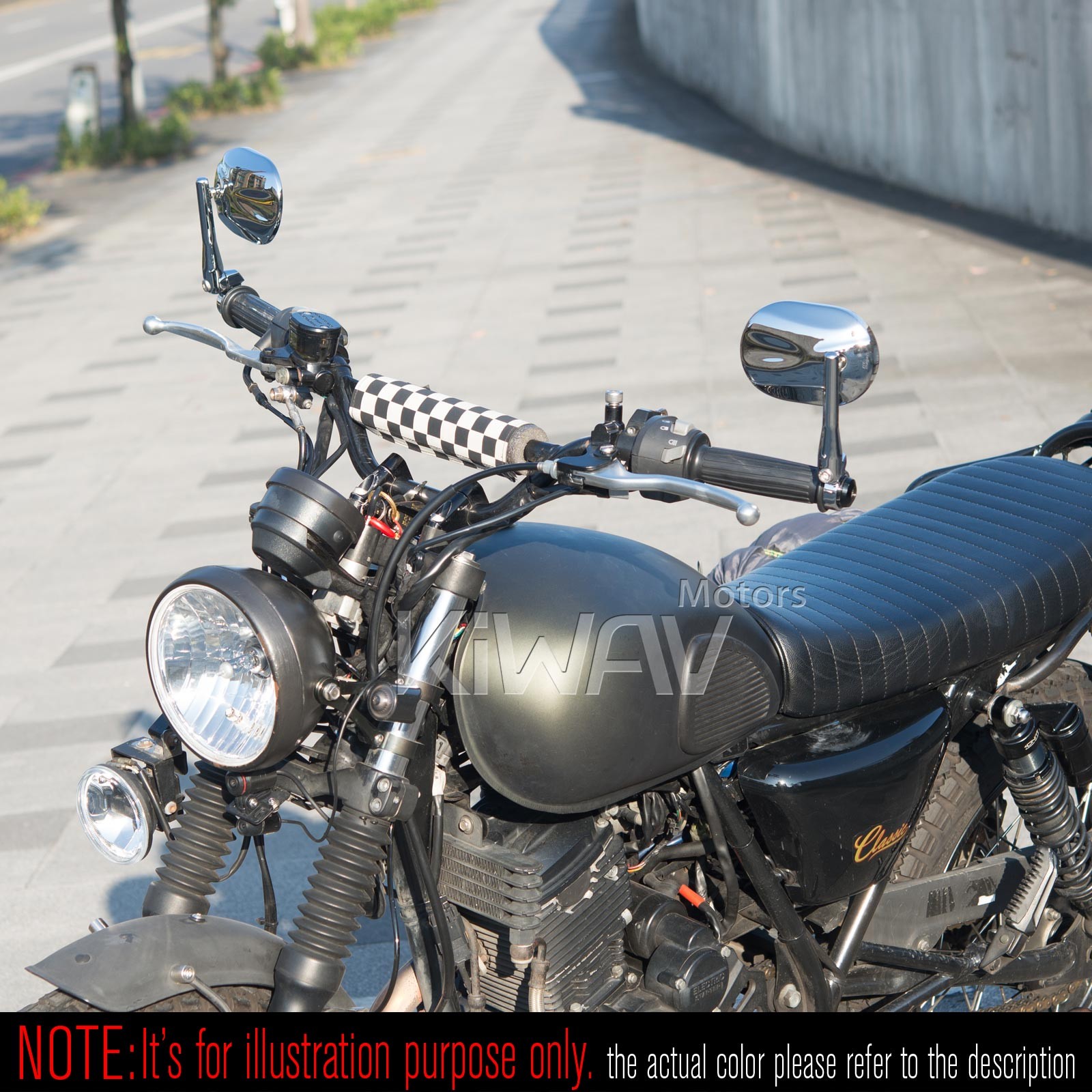 Bar end mirrors STARK chrome oval heavy 1″ hollow bar ID 17.5-24.9mm for Triumph
