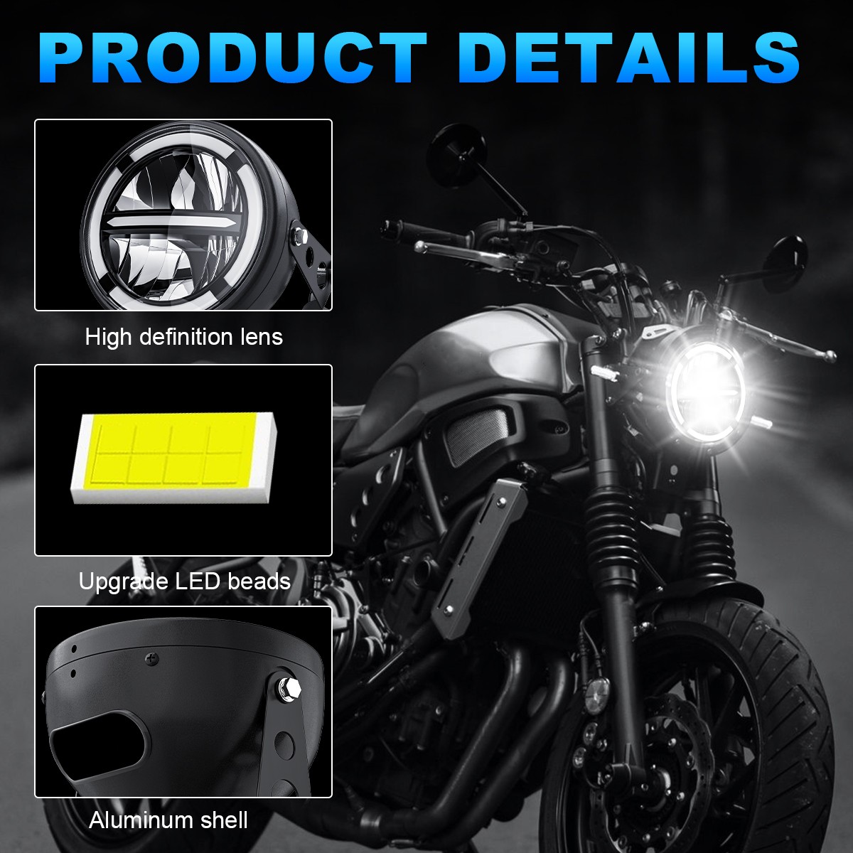 5.75″ Motorcycle LED Headlight Turn Signal Light Hi/Lo Beam Fit For Harley Cafe