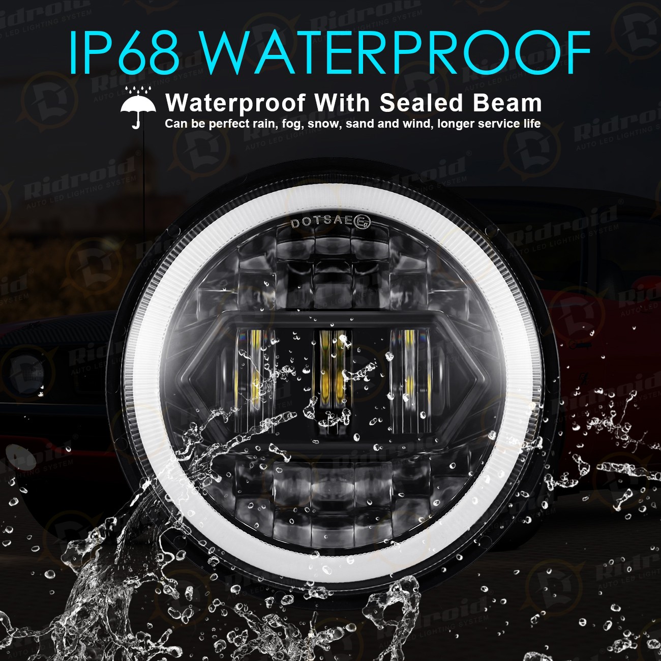 80W 5-3/4″ 5.75 LED Motorcycle Headlight Black for Harley Sportster Dyna Softail