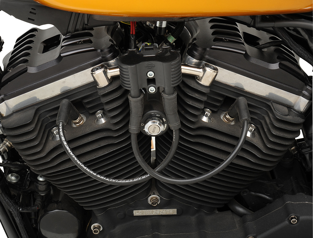Ton’s 8mm Harley Sportster Coil Relocation wires for RSD Nostalgia motor mount