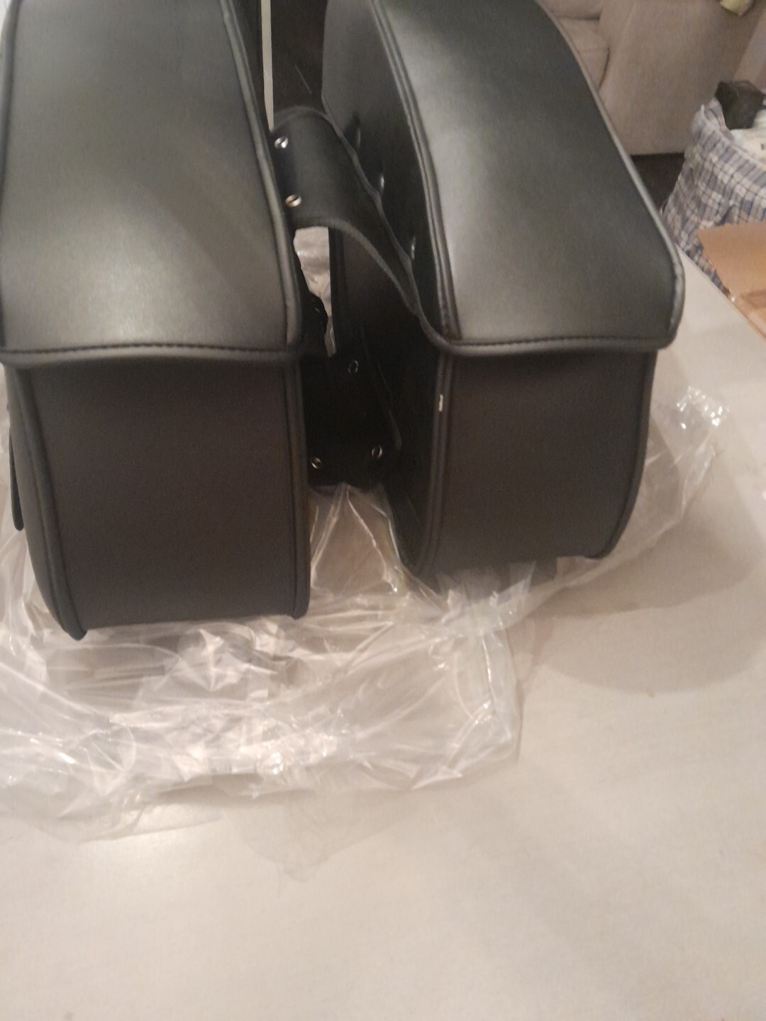 Motorcycle Saddle Bag 2pc Synthetic Leather Double Buckle Motorcycle Bags