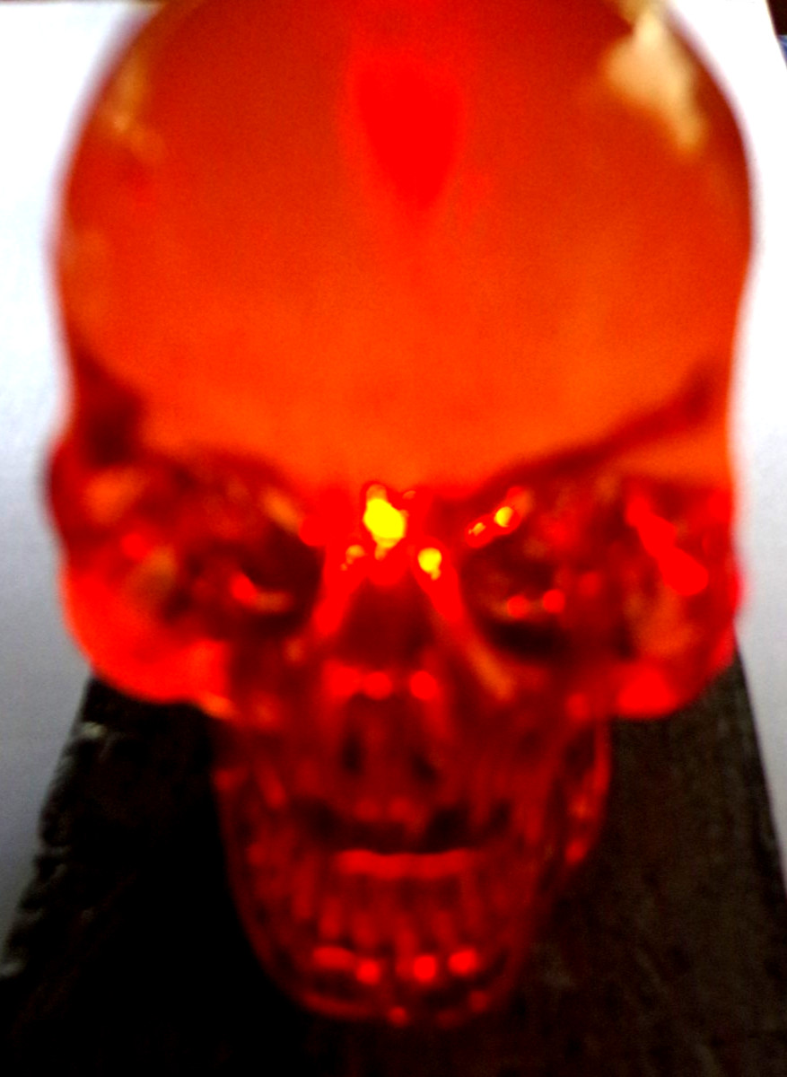 Lighted Skull Amber/Orange Tail light – Hood Ornament – Marker light 12V DC Led