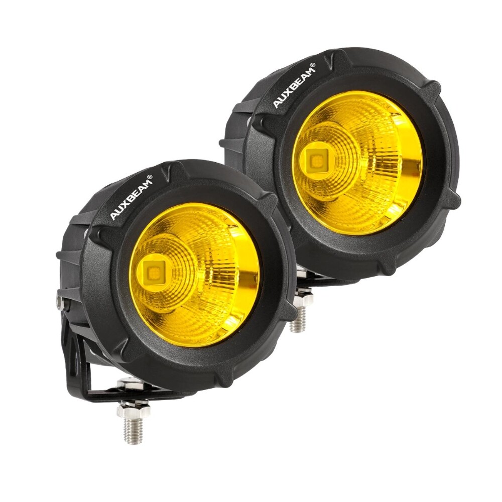 AUXBEAM 2x Amber LED Spot Flood Light Motorcycle Headlight Driving Fog Lamp