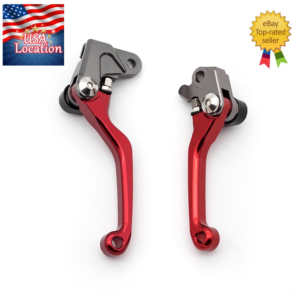 For Honda CRF250F 2019-2023 Red Clutch Brake Levers & Grips Handle Dirtbike Set