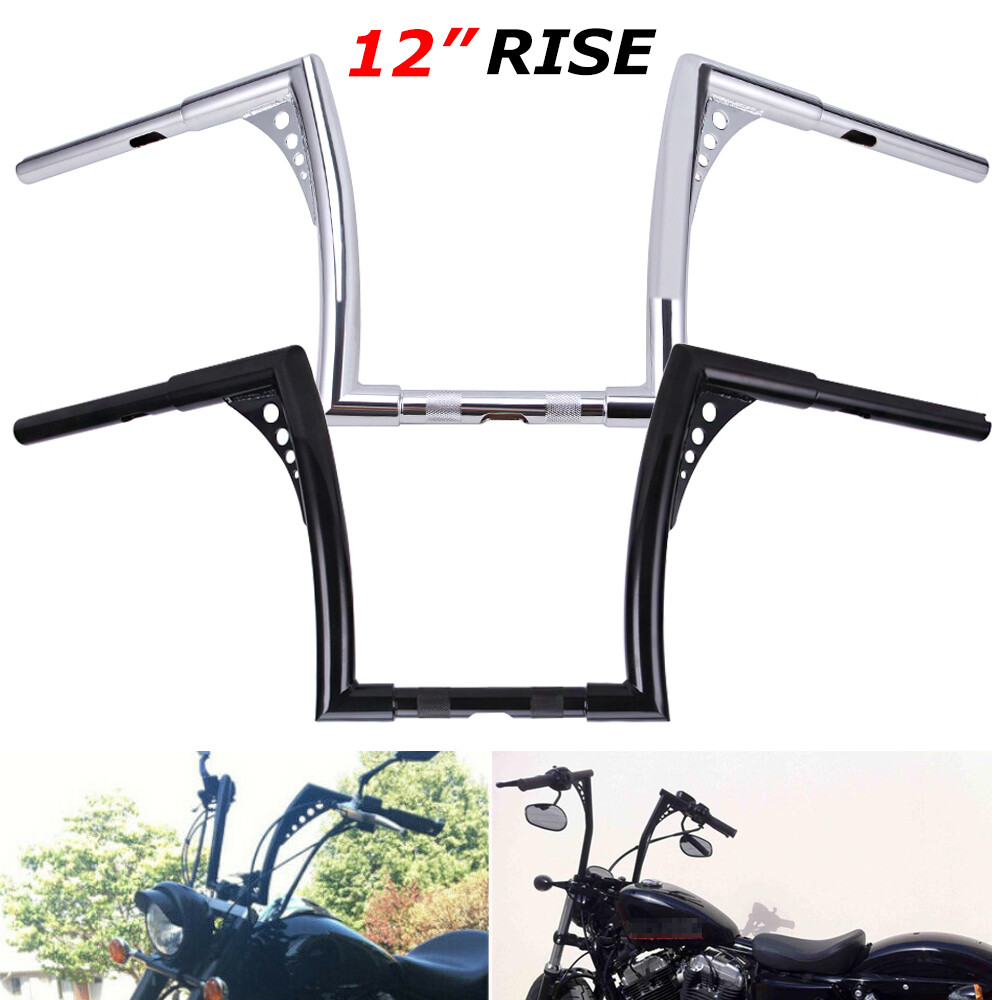 10″ 12″ 14″ 16″ Rise APE Hanger Handlebar Fat For Harley Softail Dyna Sportster